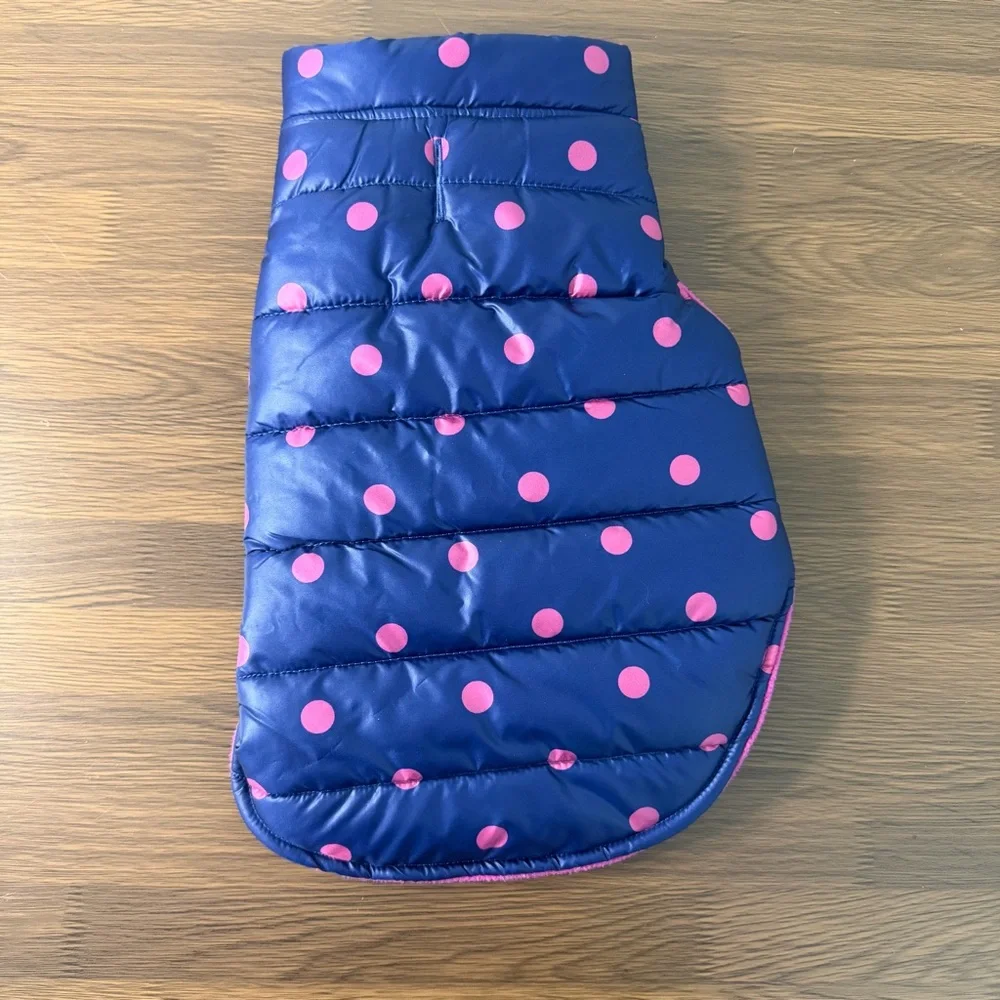 Top Paw Dog Puffer Vest/Jacket‎ Blue Pink With  Polka Dots size Small